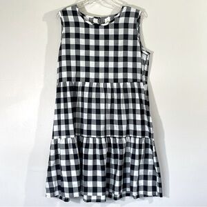 Gingham Keyhole‎ Tiered Ruffle Babydoll Dress